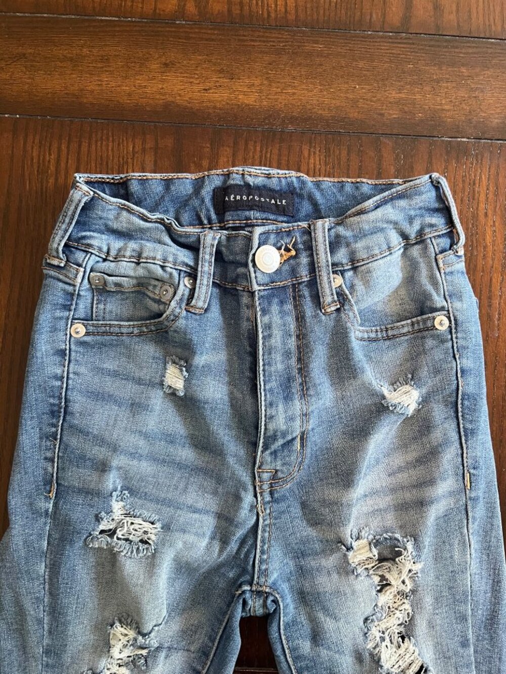 Aeropostale Distressed Ankle Legging Denim Jeans 0 Skinny Jeggings Ripped High R - Picture 4 of 11